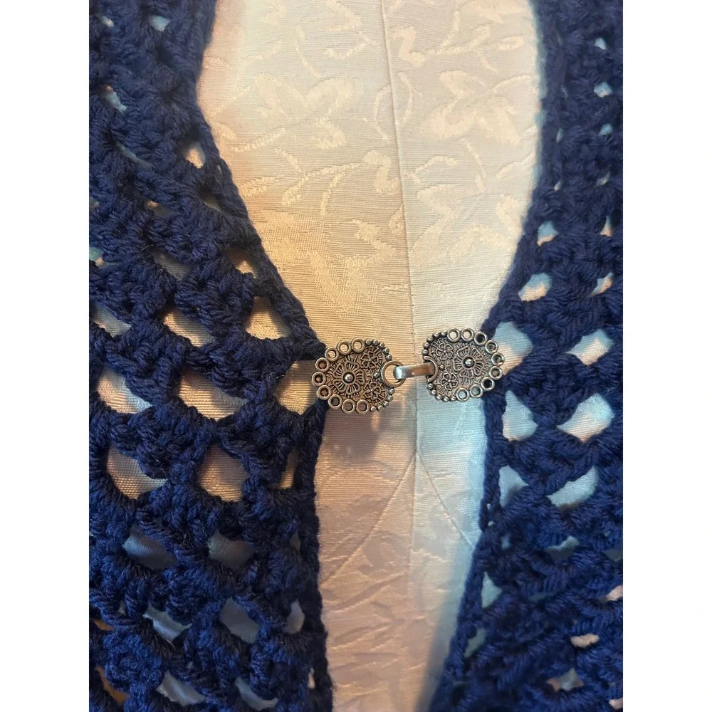 Handmade Disney Cruise Line DCL‎ Navy Crochet Shawl Mouse Applique NEW Reg Sz